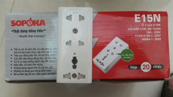 Ổ cắm sopoka E15N-3 cửa